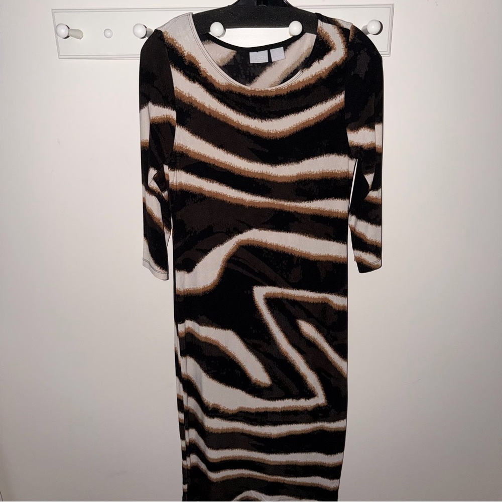 Chico's Zebra Print Long Sleeve Dress